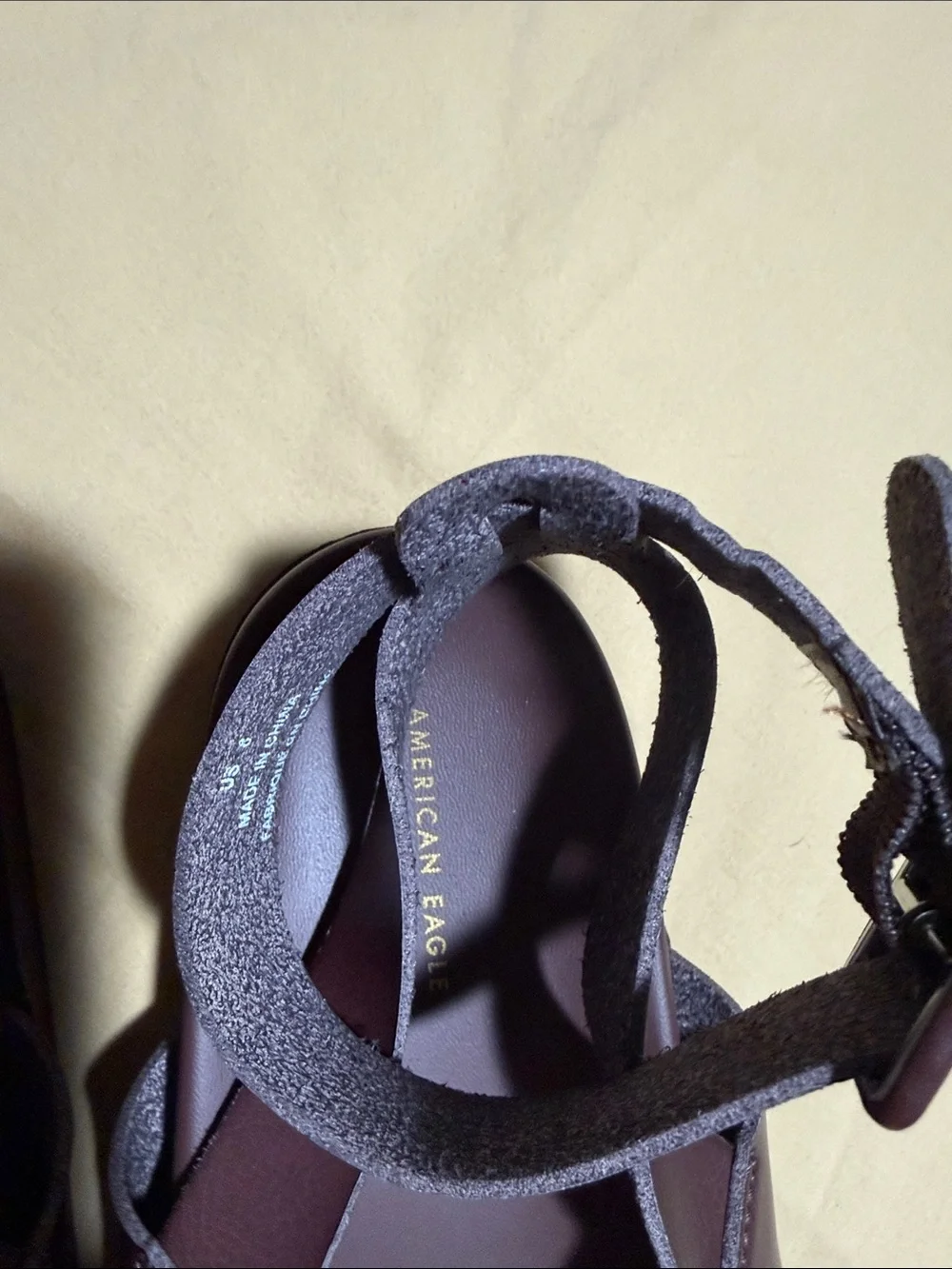 American Eagle Outfitters Women's Dark Brown Ankle-Strap Toe-Loop Sandals - Picture 2 of 7